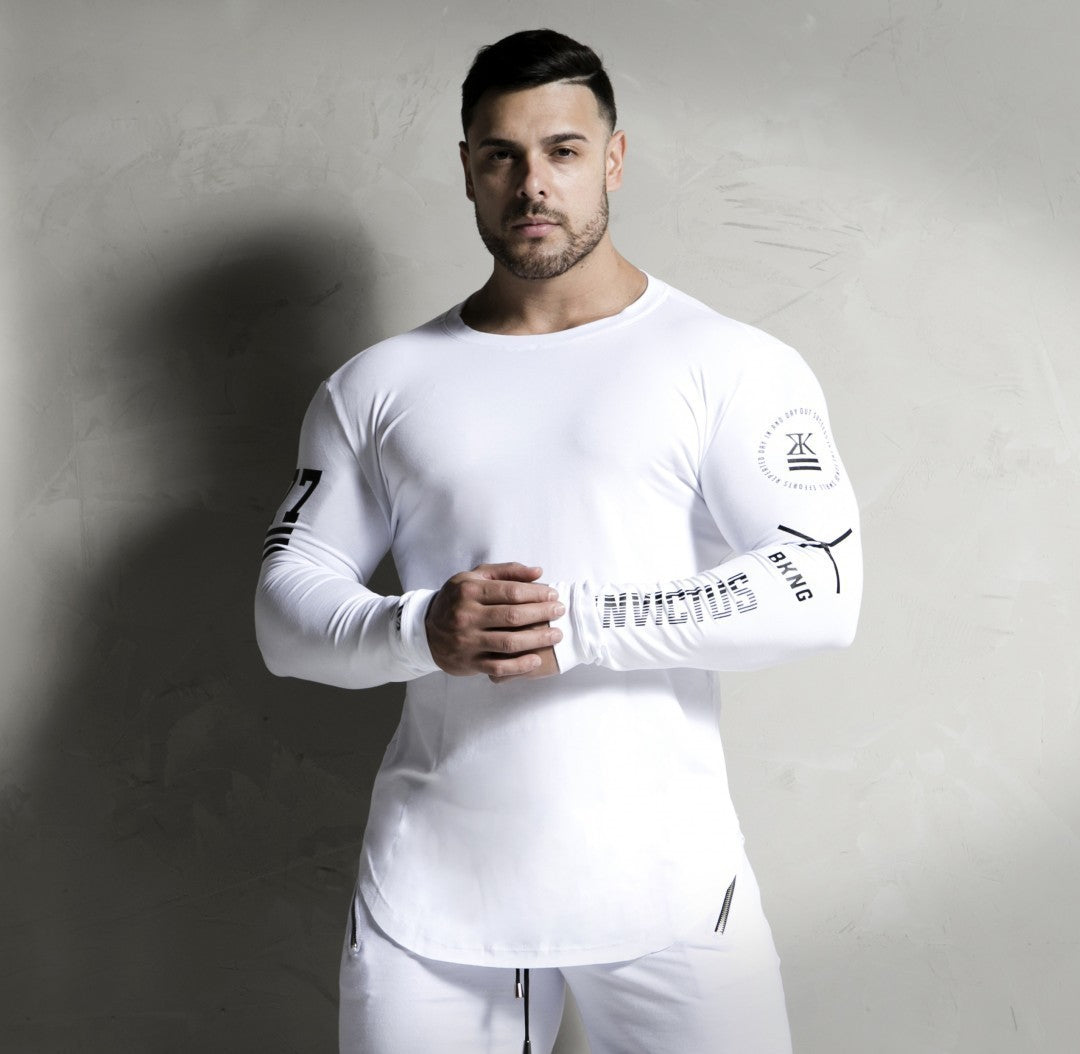 Muscle Fitness Partner Breathable Elastic   Wicking Quick-drying Tights Fitness Training Long-sleeved Bottoming Shirt