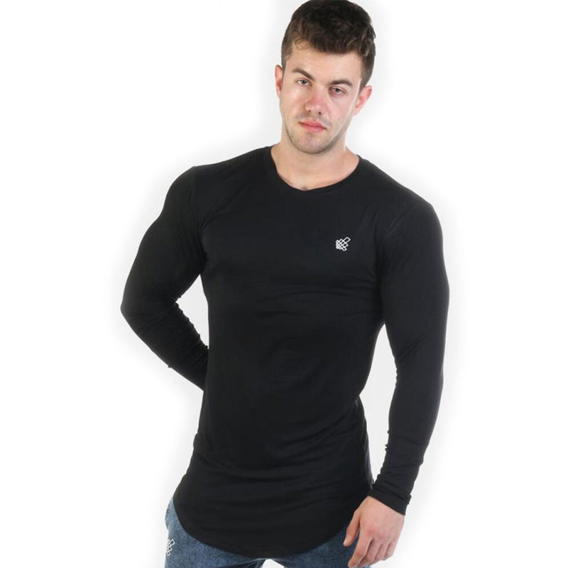 Muscle Fitness Partner Breathable Elastic   Wicking Quick-drying Tights Fitness Training Long-sleeved Bottoming Shirt