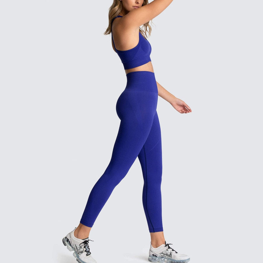 Seamless Gym Set Nylon Woman Sportswear 2 Piece Exercise Leggings Padded Sports Bras Women Fitness Wear Yoga Sets Sports Suits