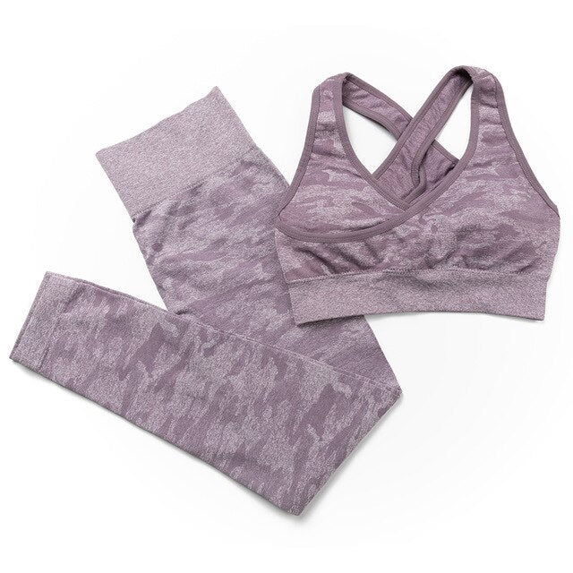 3Pcs Yoga Set Sport Suits Gym Wear Seamless Sportswear Workout Leggings Sports Bra Long Sleeves Crop Tops Fitness Clothing